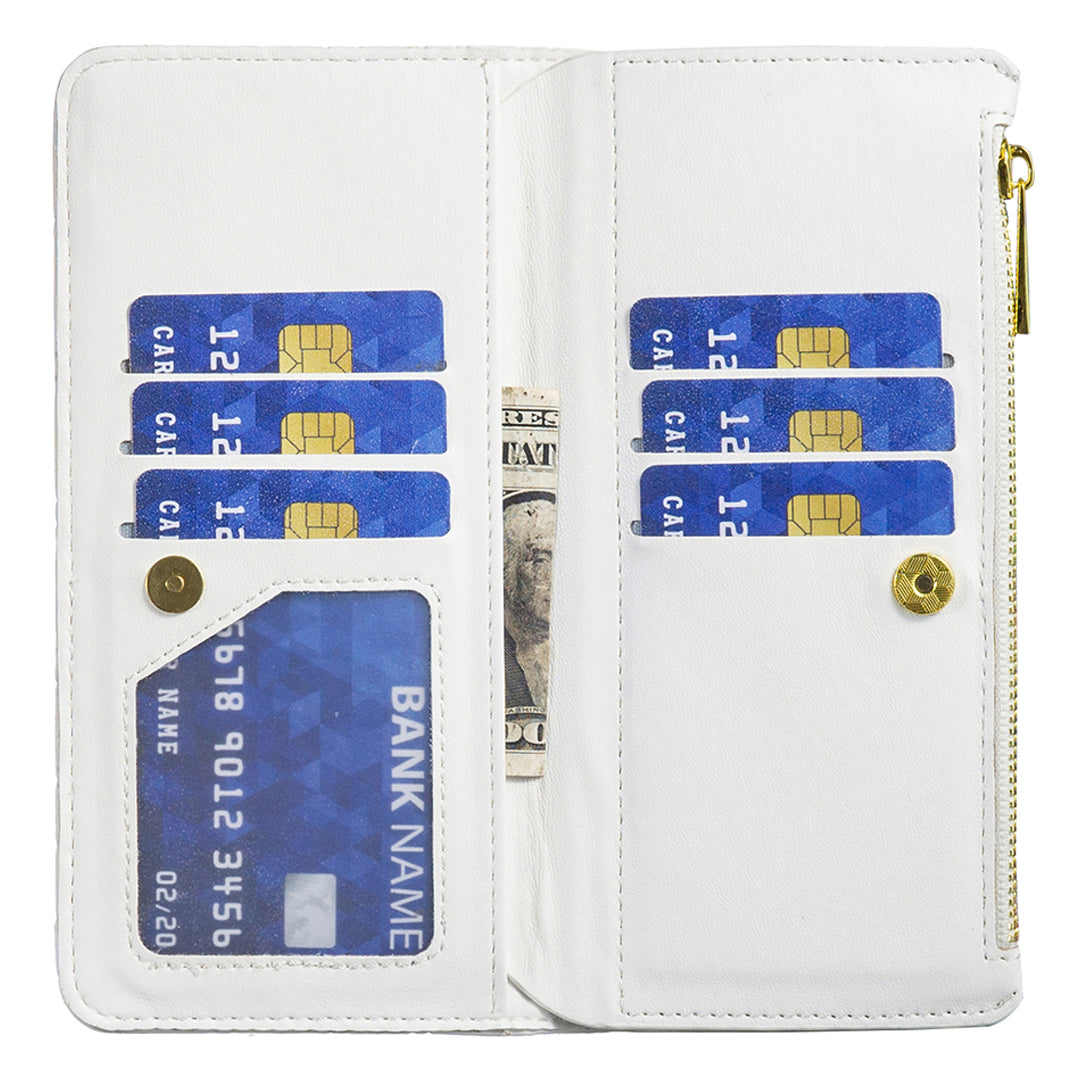 BINFEN COLOR For Samsung Galaxy Z Fold6 5G Case PU Leather Zipper Pocket Phone Cover - White