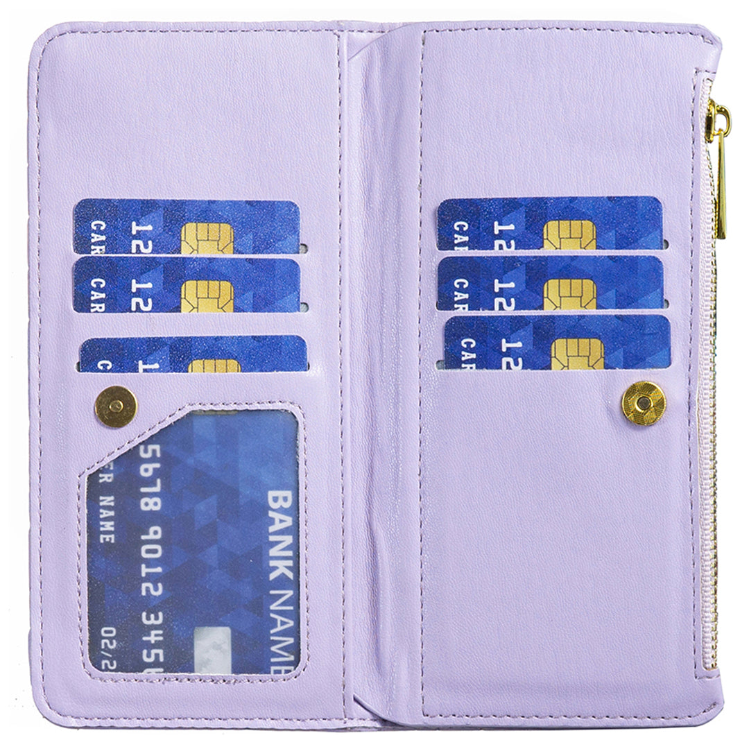 BINFEN COLOR For Samsung Galaxy Z Fold6 5G Case PU Leather Zipper Pocket Phone Cover - Purple