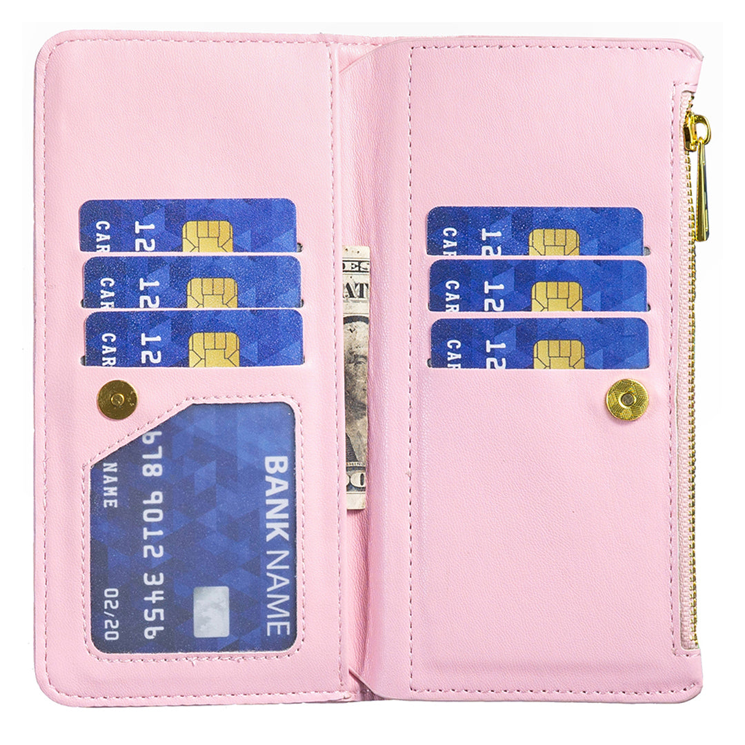 BINFEN COLOR For Samsung Galaxy Z Fold6 5G Case PU Leather Zipper Pocket Phone Cover - Pink