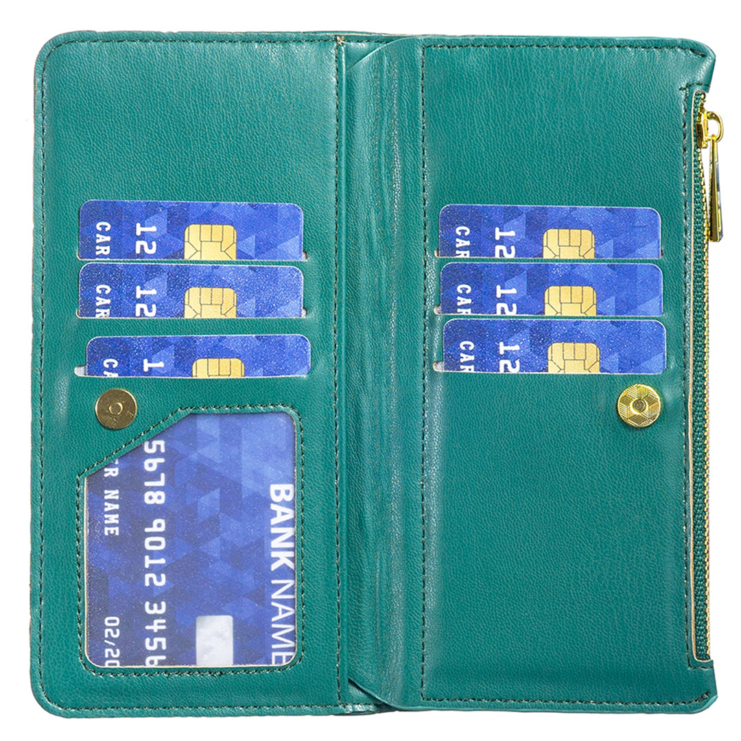 BINFEN COLOR For Samsung Galaxy Z Fold6 5G Case PU Leather Zipper Pocket Phone Cover - Green