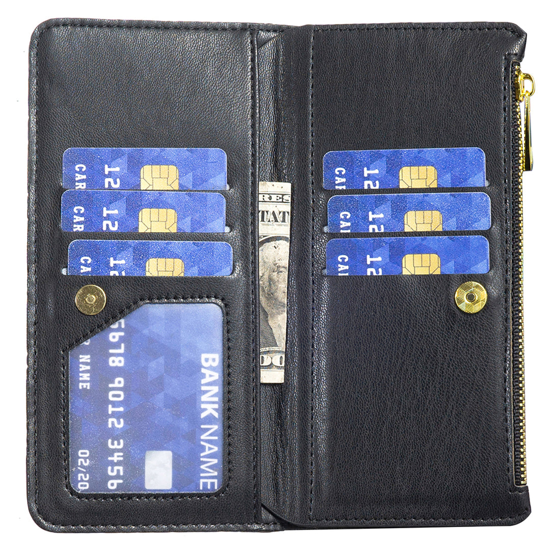 BINFEN COLOR For Samsung Galaxy Z Fold6 5G Case PU Leather Zipper Pocket Phone Cover - Black