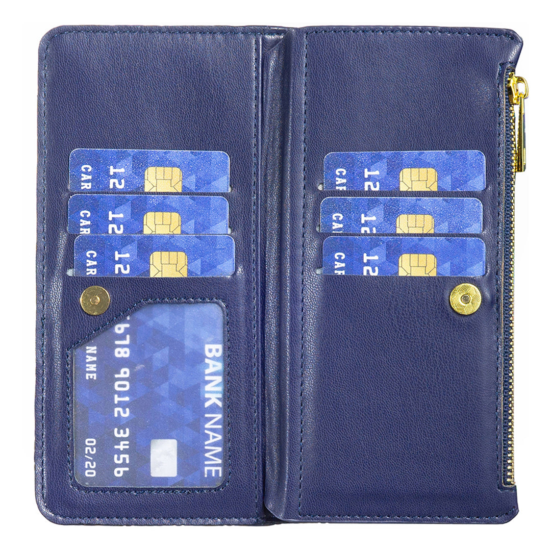 BINFEN COLOR For Samsung Galaxy Z Fold6 5G Case PU Leather Zipper Pocket Phone Cover - Blue
