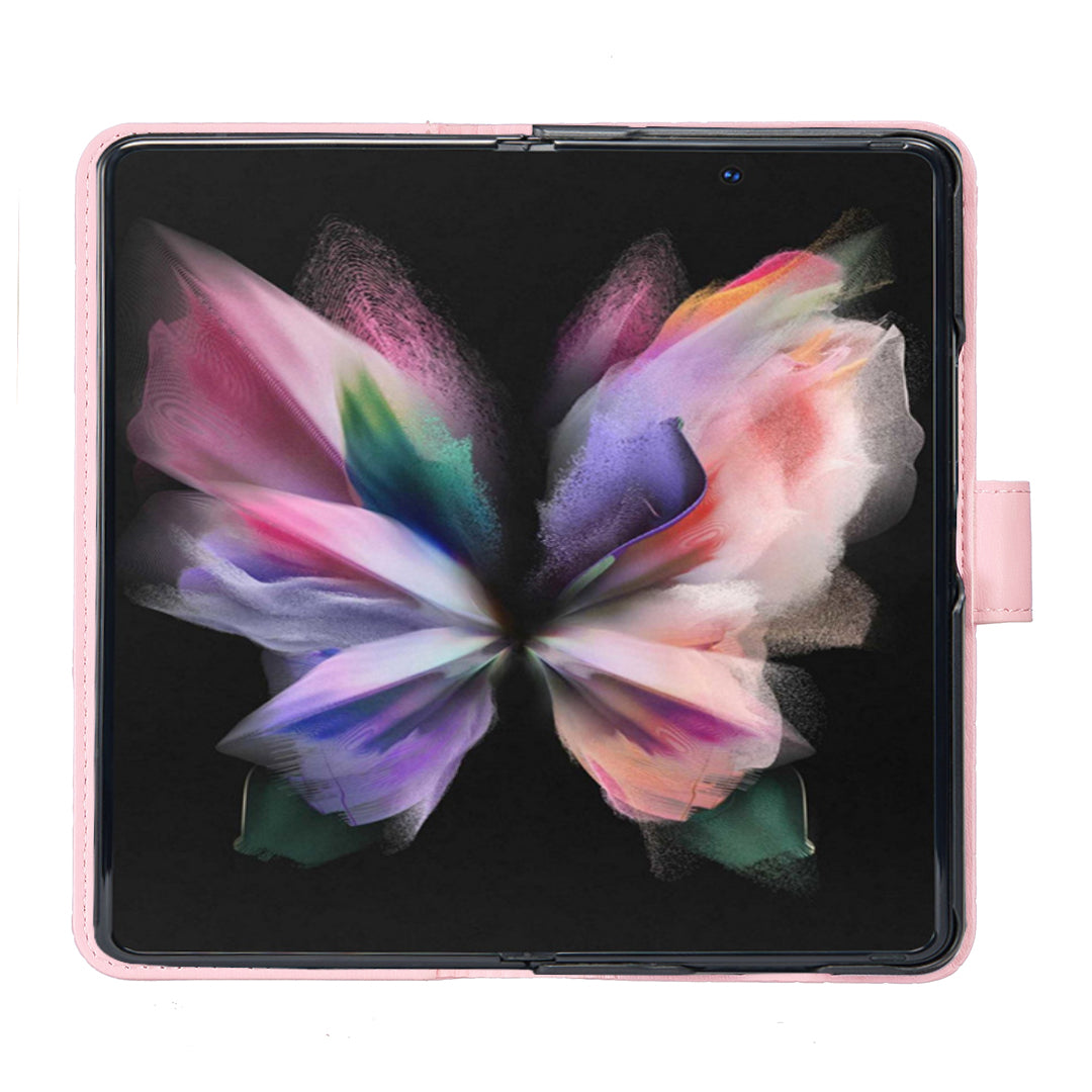 BINFEN COLOR For Samsung Galaxy Z Fold6 5G Case Rhombus Wallet PU Leather Phone Cover - Pink