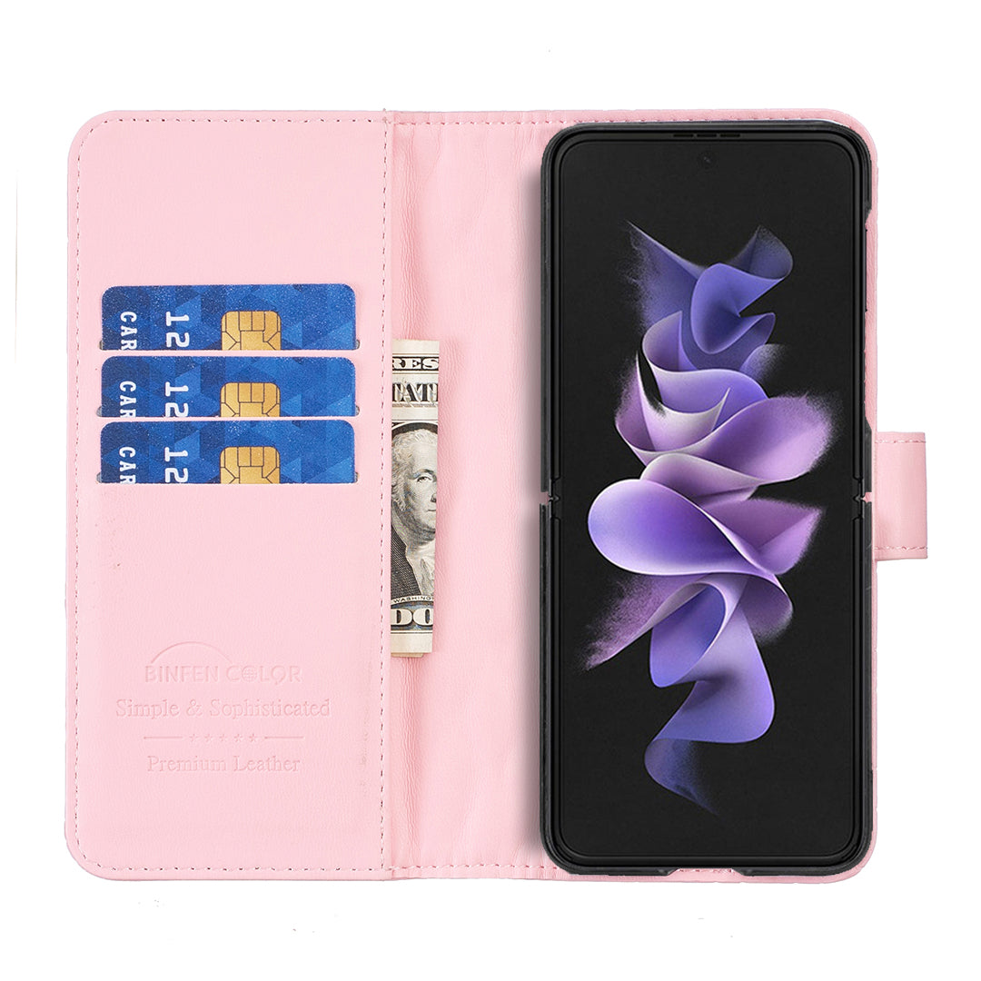 BINFEN COLOR For Samsung Galaxy Z Fold6 5G Case Rhombus Wallet PU Leather Phone Cover - Pink
