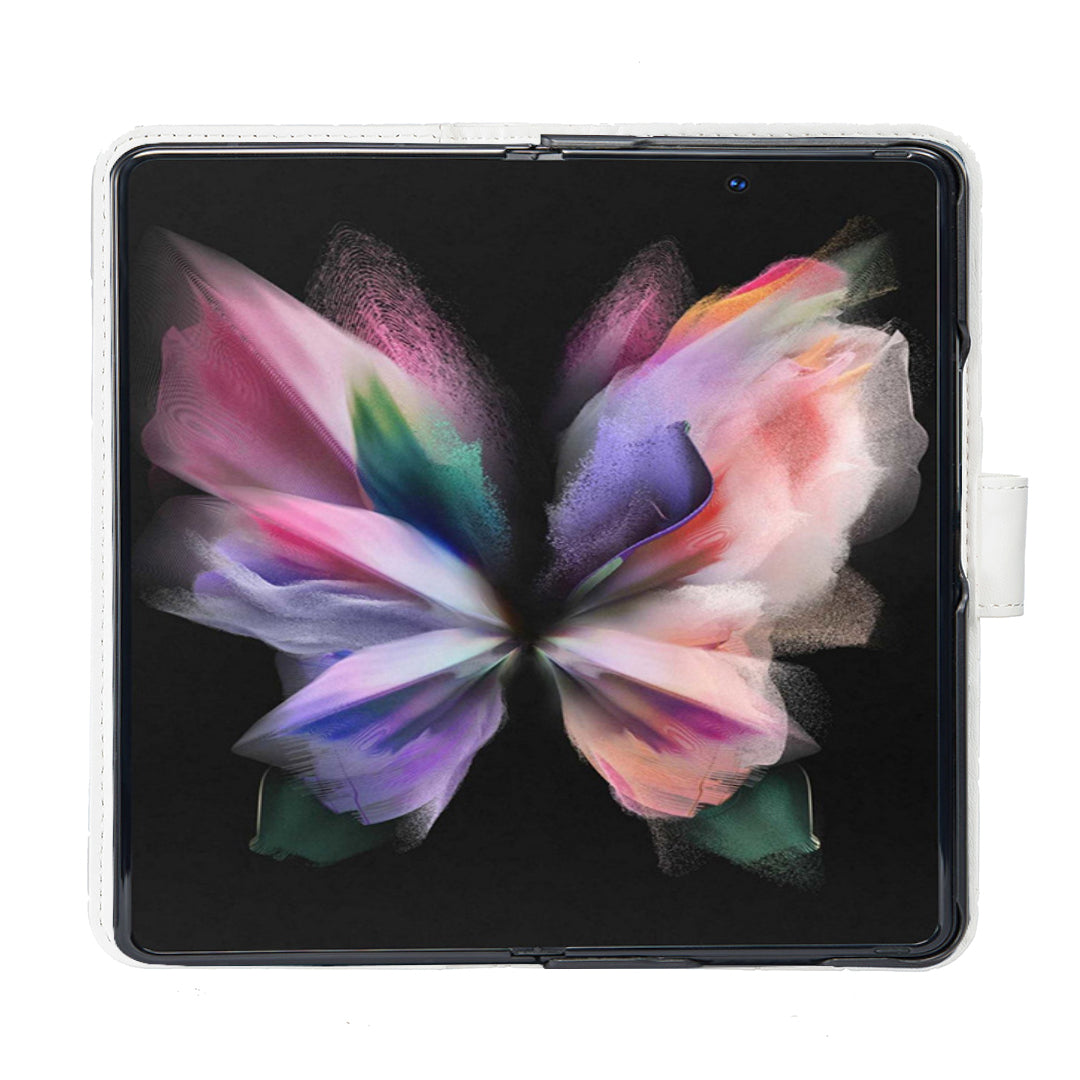 BINFEN COLOR For Samsung Galaxy Z Fold6 5G Case Rhombus Wallet PU Leather Phone Cover - White