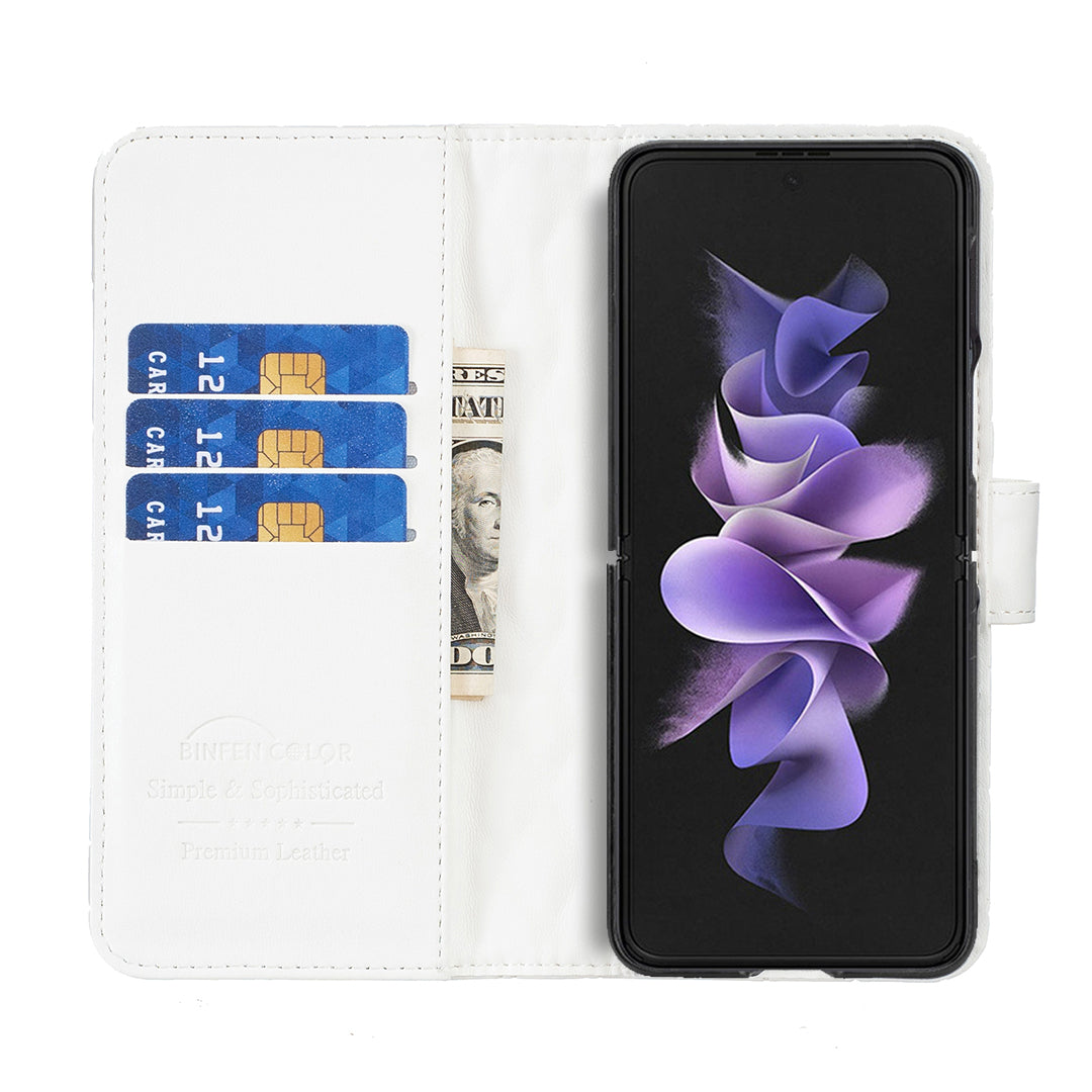 BINFEN COLOR For Samsung Galaxy Z Fold6 5G Case Rhombus Wallet PU Leather Phone Cover - White