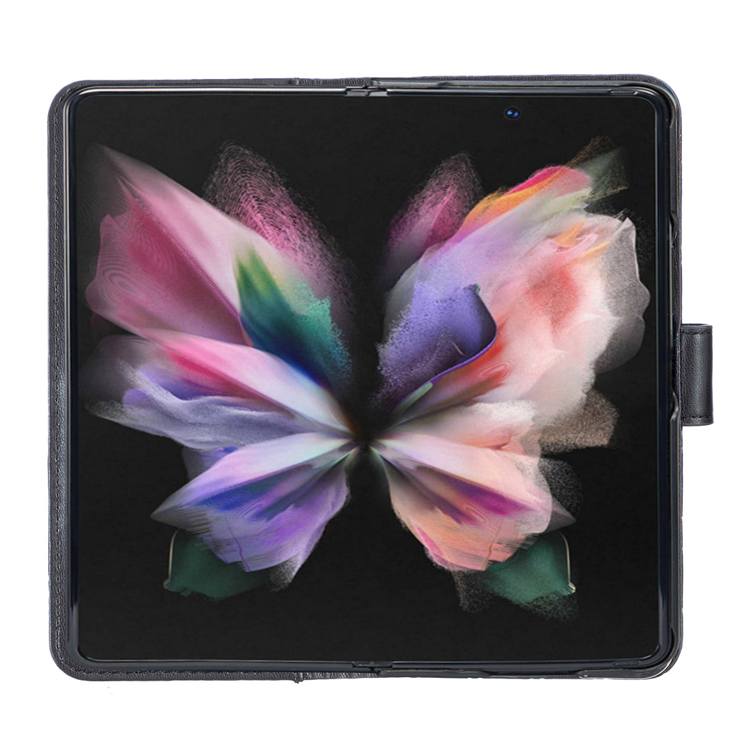 BINFEN COLOR For Samsung Galaxy Z Fold6 5G Case Rhombus Wallet PU Leather Phone Cover - Black