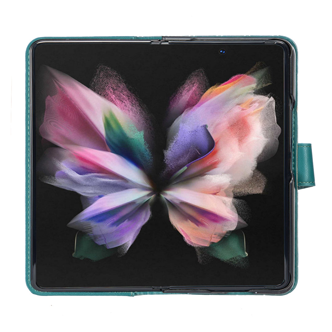 BINFEN COLOR For Samsung Galaxy Z Fold6 5G Case Rhombus Wallet PU Leather Phone Cover - Green