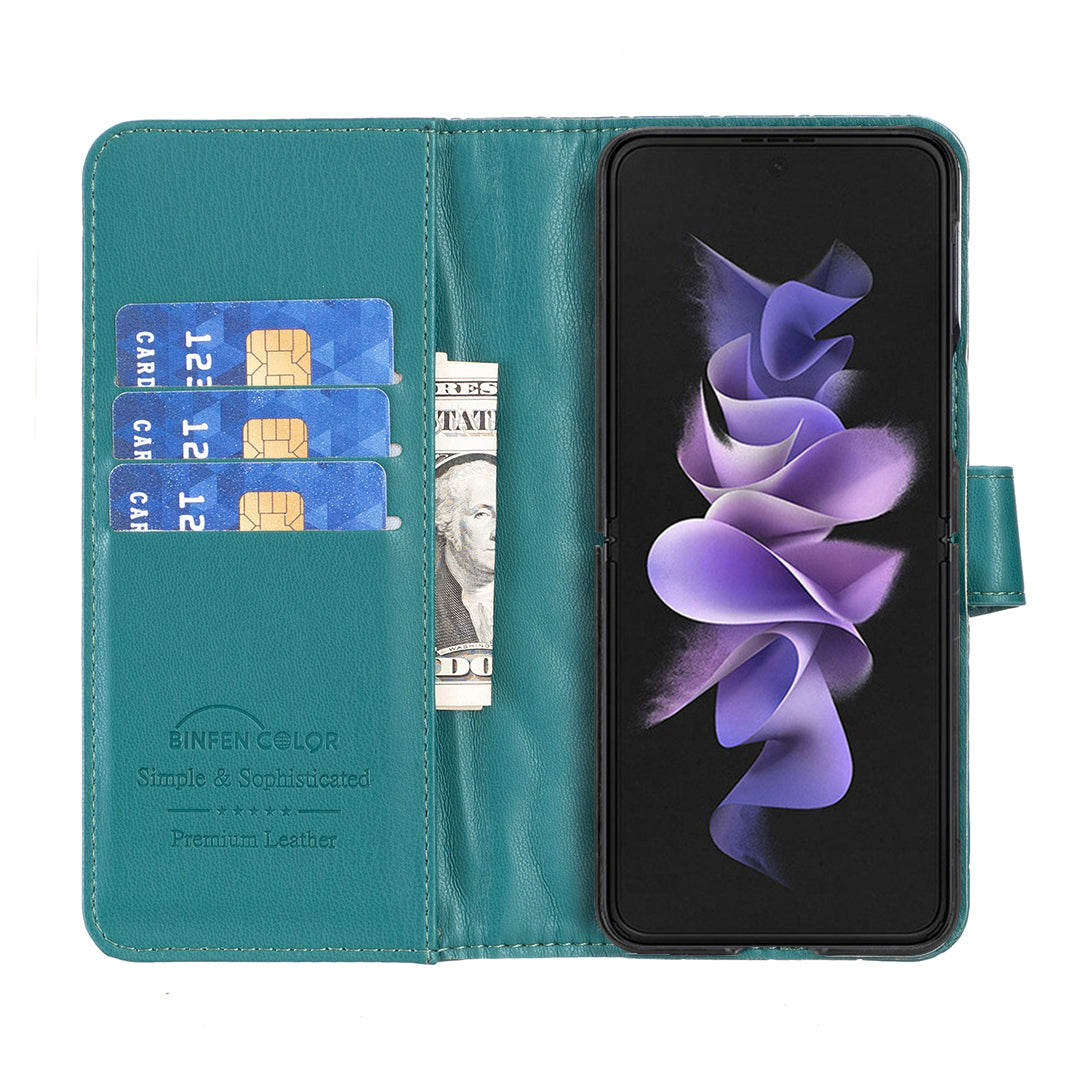 BINFEN COLOR For Samsung Galaxy Z Fold6 5G Case Rhombus Wallet PU Leather Phone Cover - Green