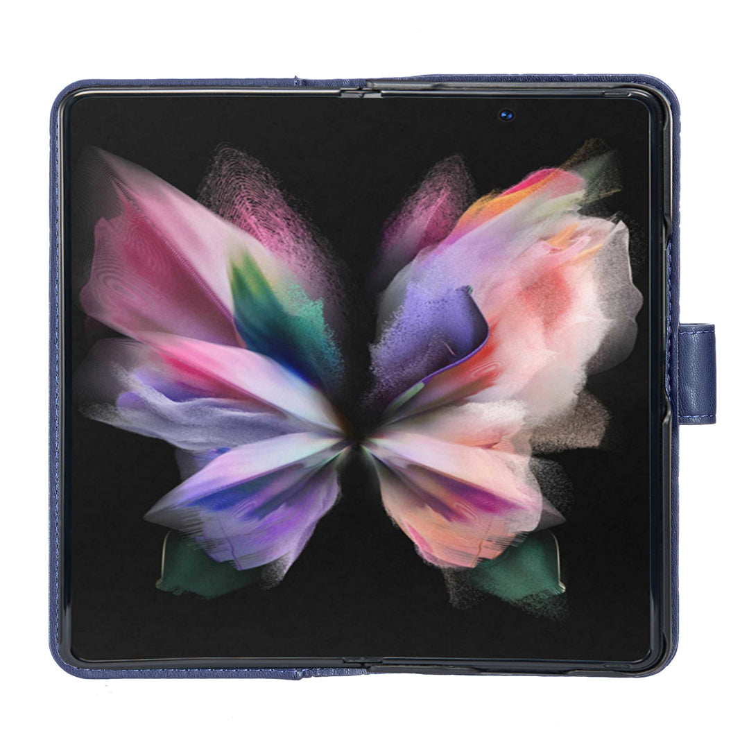 BINFEN COLOR For Samsung Galaxy Z Fold6 5G Case Rhombus Wallet PU Leather Phone Cover - Blue