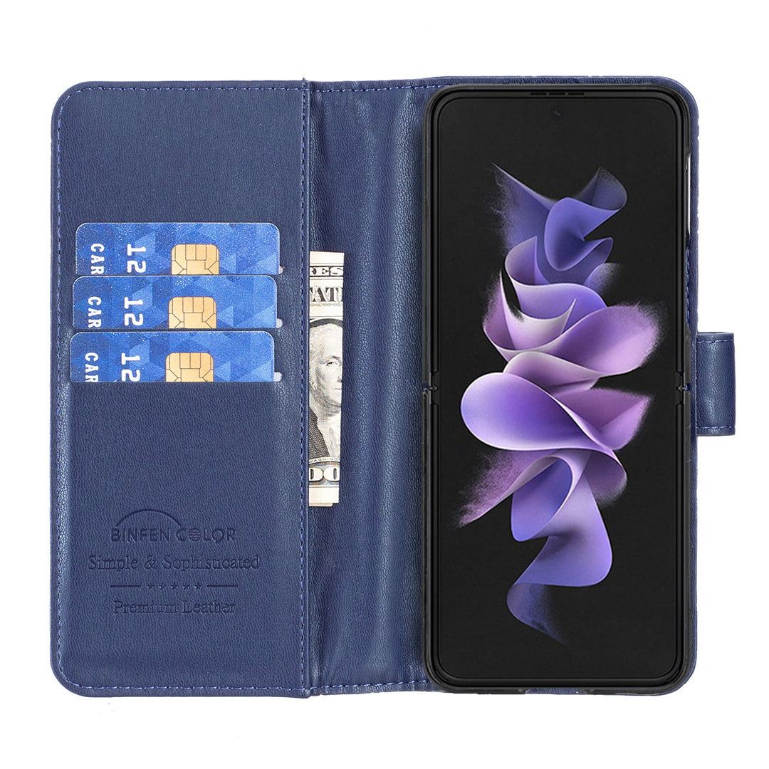 BINFEN COLOR For Samsung Galaxy Z Fold6 5G Case Rhombus Wallet PU Leather Phone Cover - Blue