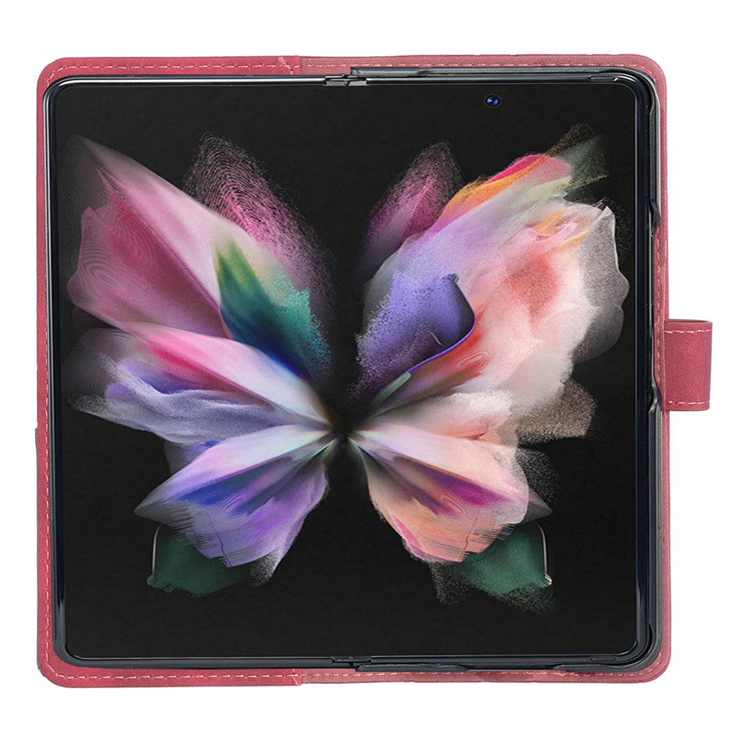 BINFEN COLOR BF05 For Samsung Galaxy Z Fold6 5G Case PU Leather Geometric Phone Cover - Red
