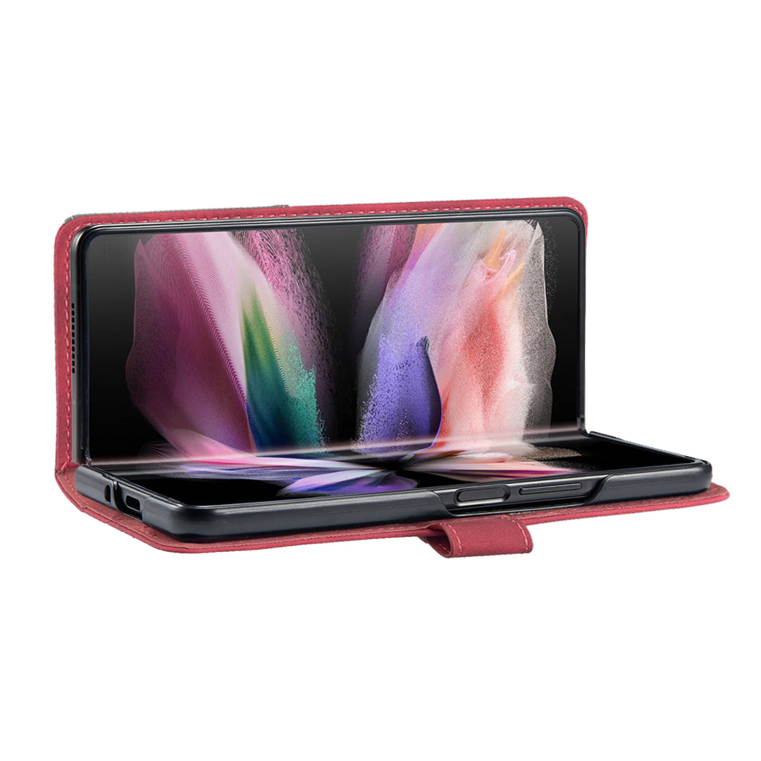 BINFEN COLOR BF05 For Samsung Galaxy Z Fold6 5G Case PU Leather Geometric Phone Cover - Red