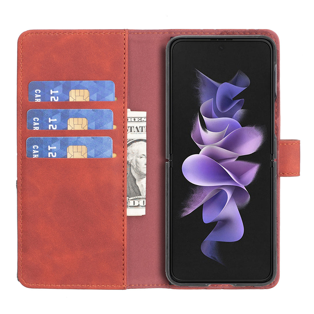 BINFEN COLOR BF05 For Samsung Galaxy Z Fold6 5G Case PU Leather Geometric Phone Cover - Brown