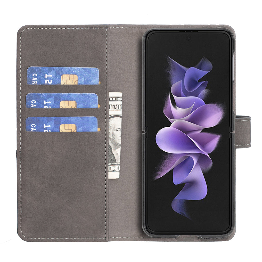 BINFEN COLOR BF05 For Samsung Galaxy Z Fold6 5G Case PU Leather Geometric Phone Cover - Grey