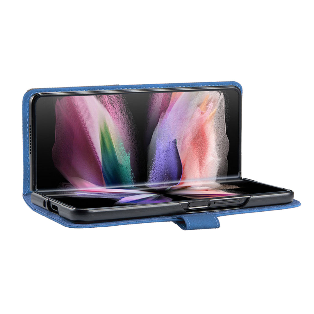 BINFEN COLOR BF05 For Samsung Galaxy Z Fold6 5G Case PU Leather Geometric Phone Cover - Blue