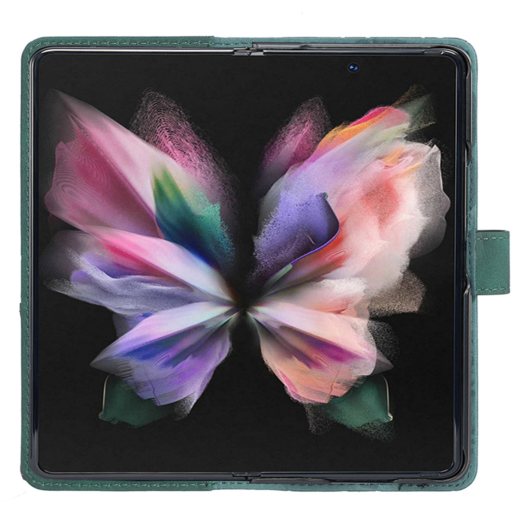 BINFEN COLOR BF05 For Samsung Galaxy Z Fold6 5G Case PU Leather Geometric Phone Cover - Green