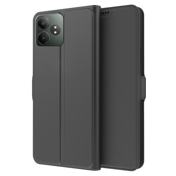 For Realme GT Neo6 SE 5G / GT Neo6 5G Protective Case Card Slots PU Leather Flip Phone Cover - Black