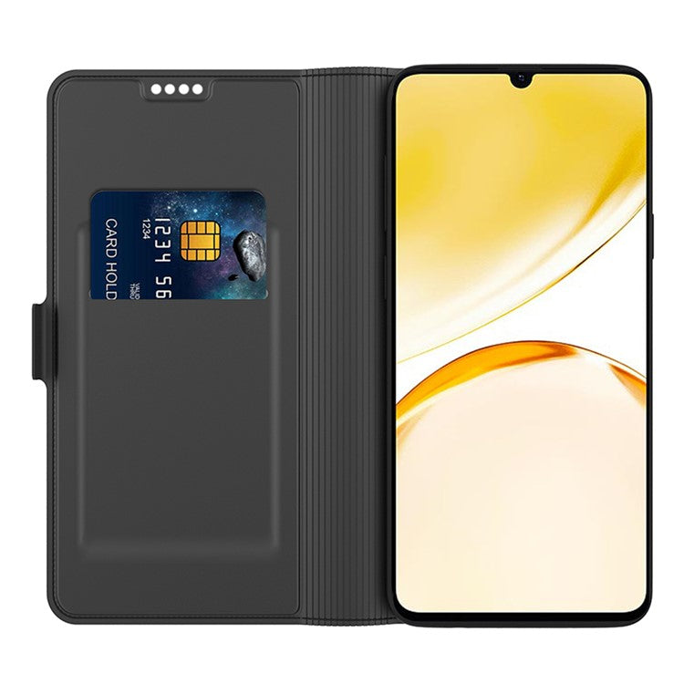 For Realme GT Neo6 SE 5G / GT Neo6 5G Protective Case Card Slots PU Leather Flip Phone Cover - Black