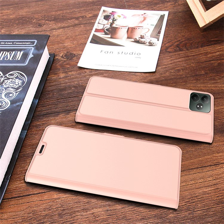 For Realme GT Neo6 SE 5G / GT Neo6 5G Protective Case Card Slots PU Leather Flip Phone Cover - Rose Gold