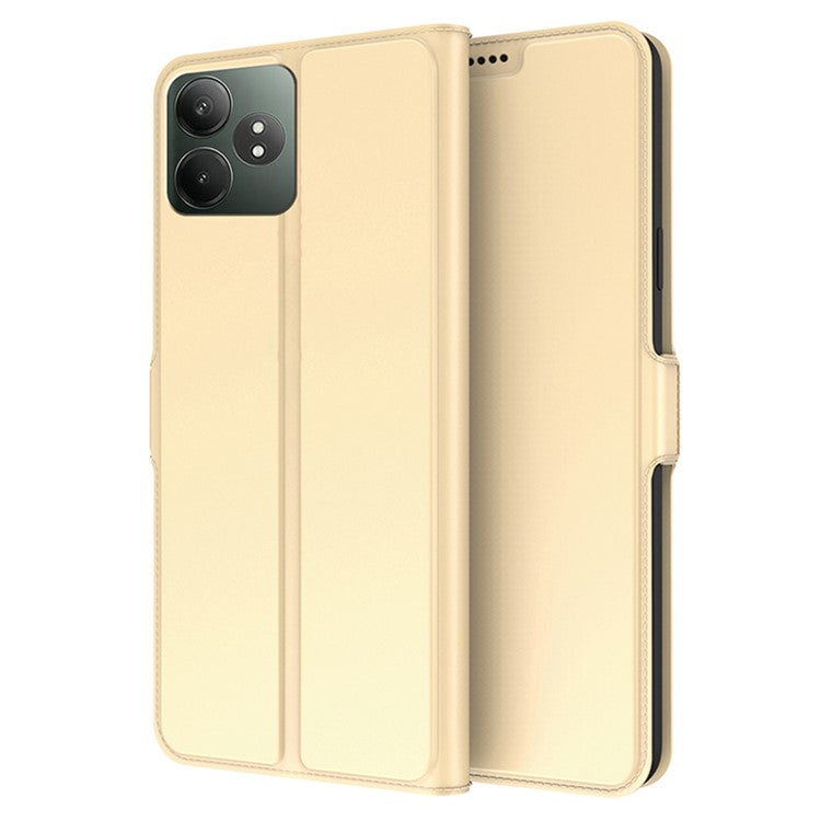 For Realme GT Neo6 SE 5G / GT Neo6 5G Protective Case Card Slots PU Leather Flip Phone Cover - Gold