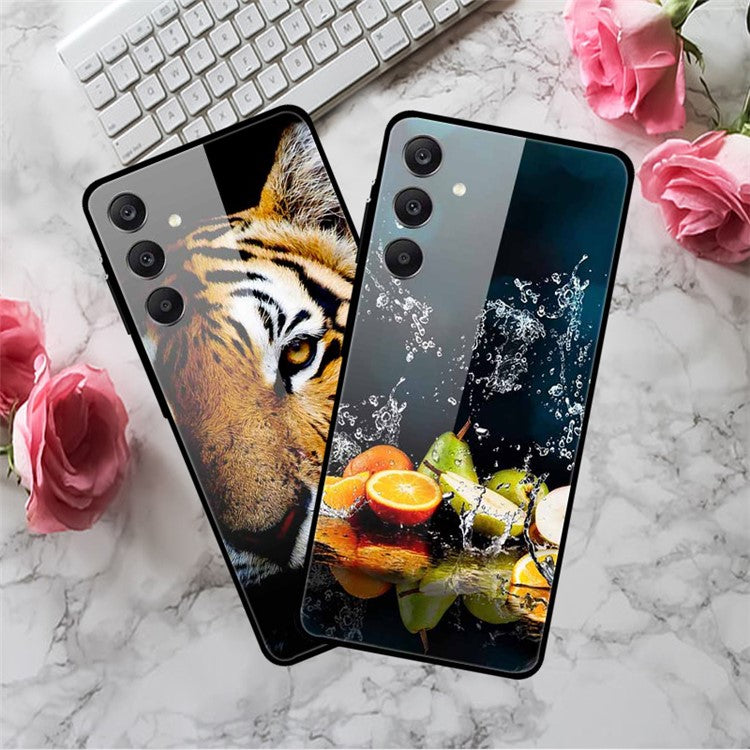 For Samsung Galaxy A25 5G (Global) (161.0 x 76.5 x 8.3mm) Case Pattern Tempered Glass Phone Cover - Green Mountain Cabin