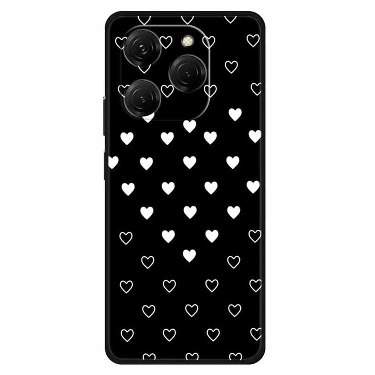 For TECNO Spark 20 Pro Case Soft TPU Mobile Phone Cover Pattern Printed -  White Hearts
