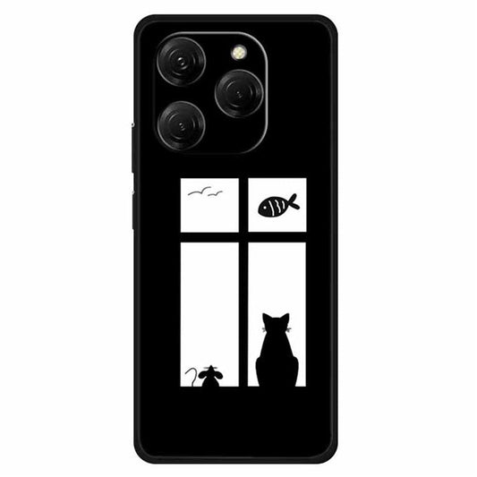 For TECNO Spark 20 Pro Case Soft TPU Mobile Phone Cover Pattern Printed -  Cat and Mouse