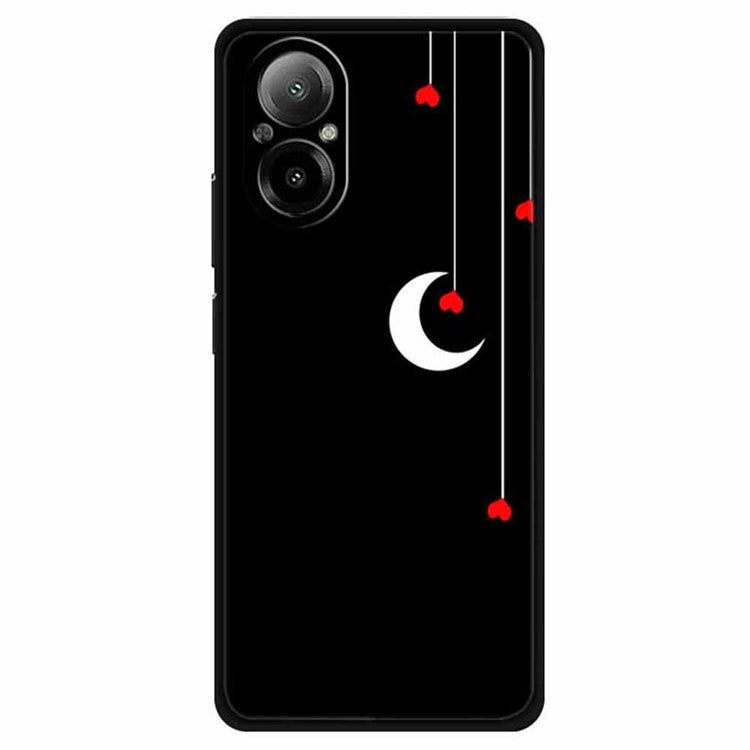 For Realme C67 4G TPU Case Pattern Printing Protective Phone Cover -  Hearts and Moon