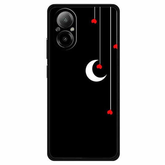 For Realme C67 4G TPU Case Pattern Printing Protective Phone Cover -  Hearts and Moon