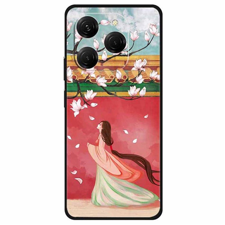 For TECNO Spark 20 Pro Case TPU Phone Cover Art Aesthetic Pattern - Peach Blossom Lady