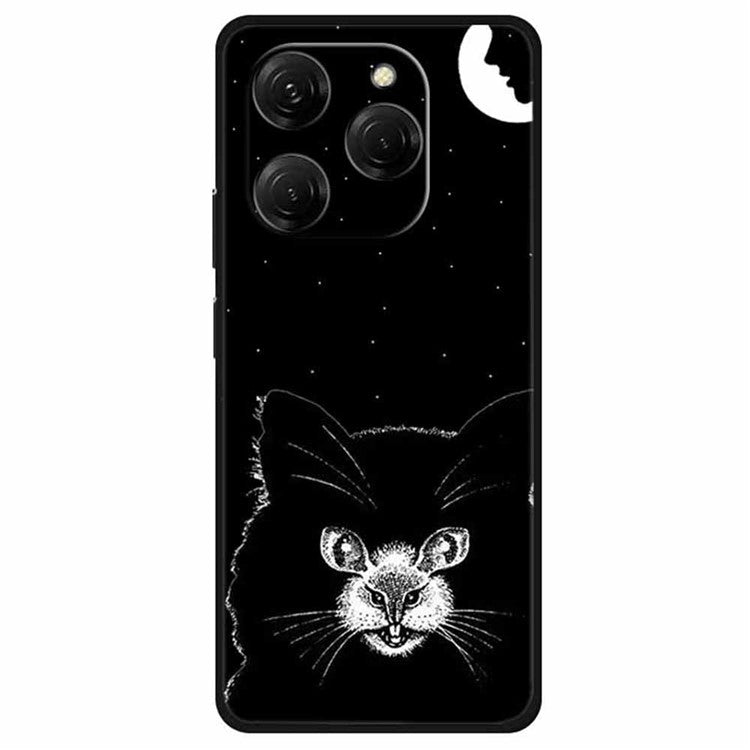 For TECNO Spark 20 Pro Case TPU Phone Cover Art Aesthetic Pattern - Moon Cat