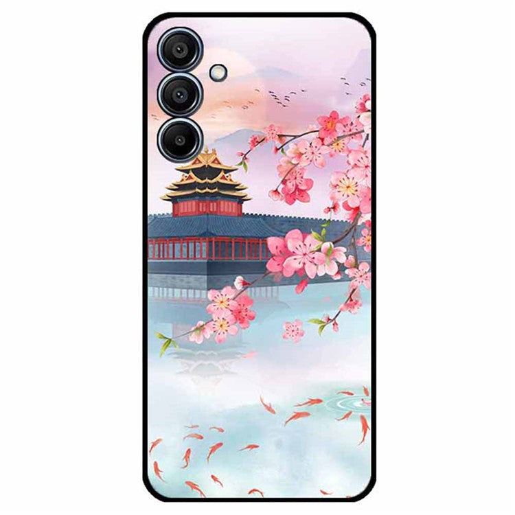 For Samsung Galaxy F15 5G / M15 5G Case Ethnic Pattern Printing TPU Soft Phone Cover - Ancient Tower Plays with Fish