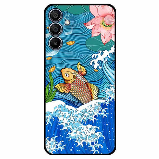For Samsung Galaxy F15 5G / M15 5G Case Ethnic Pattern Printing TPU Soft Phone Cover - Golden Carp Surfing