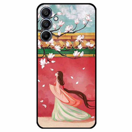 For Samsung Galaxy F15 5G / M15 5G Case Ethnic Pattern Printing TPU Soft Phone Cover - Peach Blossom Woman