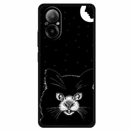 For Realme C67 4G Case Soft TPU Phone Cover Ethnic Pattern Printing - Moon Cat