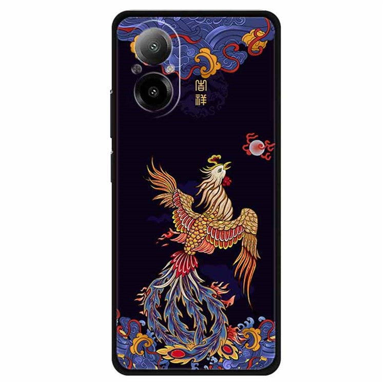For Realme C67 4G Case Soft TPU Phone Cover Ethnic Pattern Printing - Phoenix Chasing the Sun