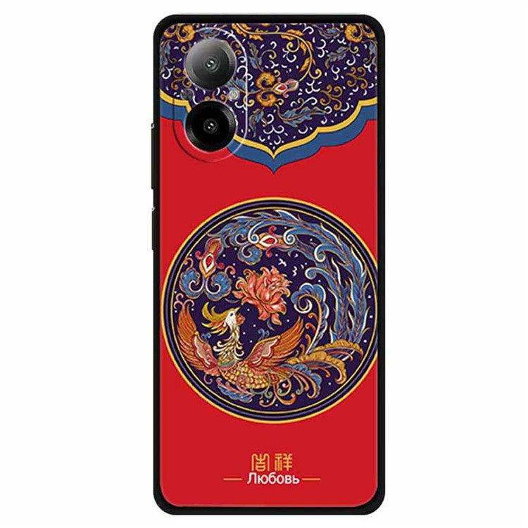 For Realme C67 4G Case Soft TPU Phone Cover Ethnic Pattern Printing - Phoenix Flower