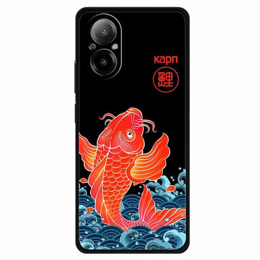 For Realme C67 4G Case Soft TPU Phone Cover Ethnic Pattern Printing - Golden Carp