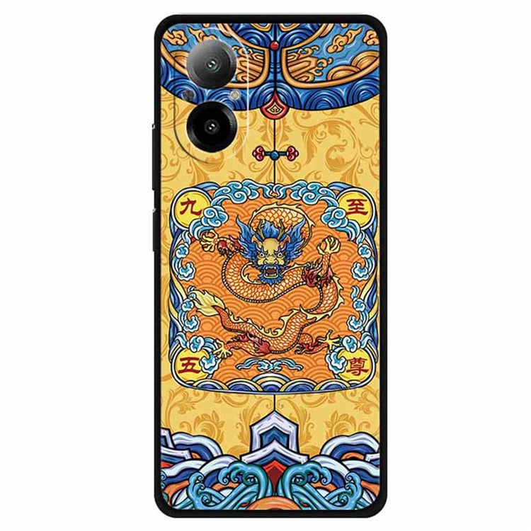 For Realme C67 4G Case Soft TPU Phone Cover Ethnic Pattern Printing - Emperor and Dragon