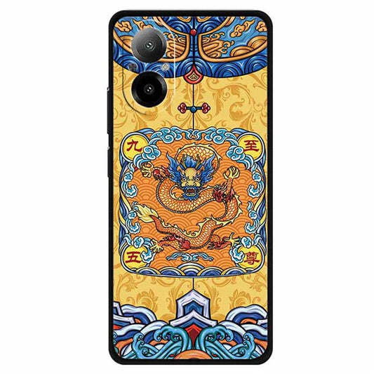 For Realme C67 4G Case Soft TPU Phone Cover Ethnic Pattern Printing - Emperor and Dragon