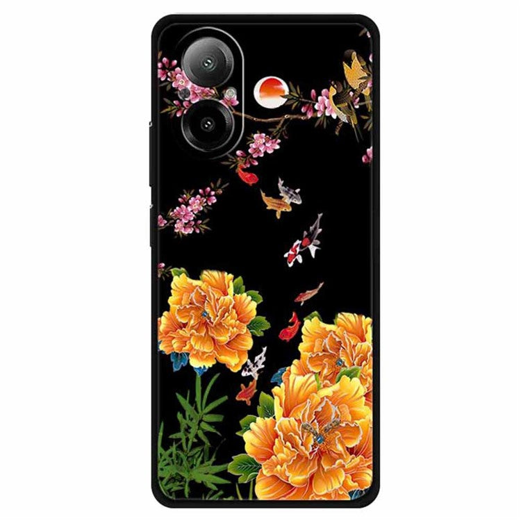 For Realme C67 4G Case Soft TPU Phone Cover Ethnic Pattern Printing - Flower and Fish