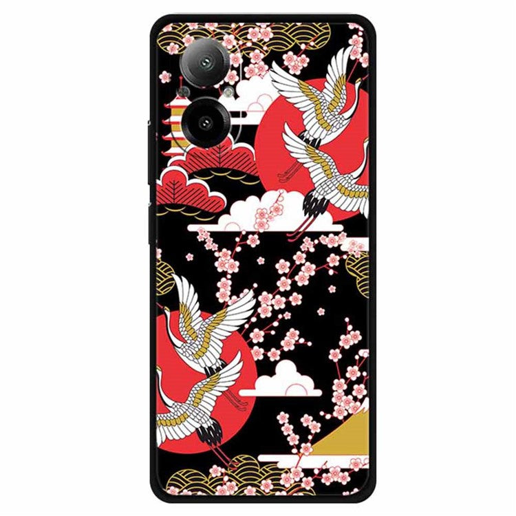 For Realme C67 4G Case Soft TPU Phone Cover Ethnic Pattern Printing - Four Cranes Soaring