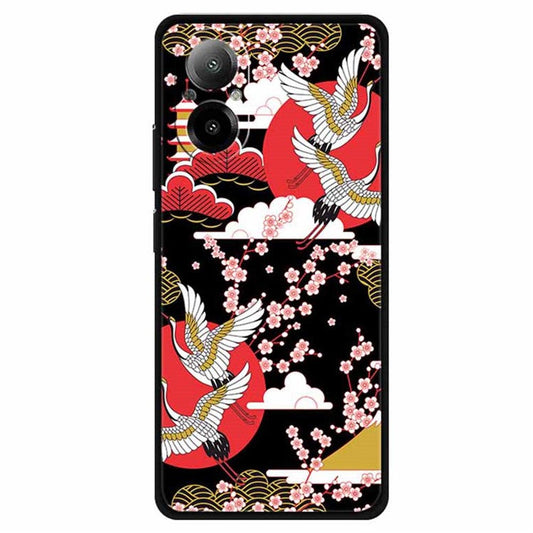 For Realme C67 4G Case Soft TPU Phone Cover Ethnic Pattern Printing - Four Cranes Soaring