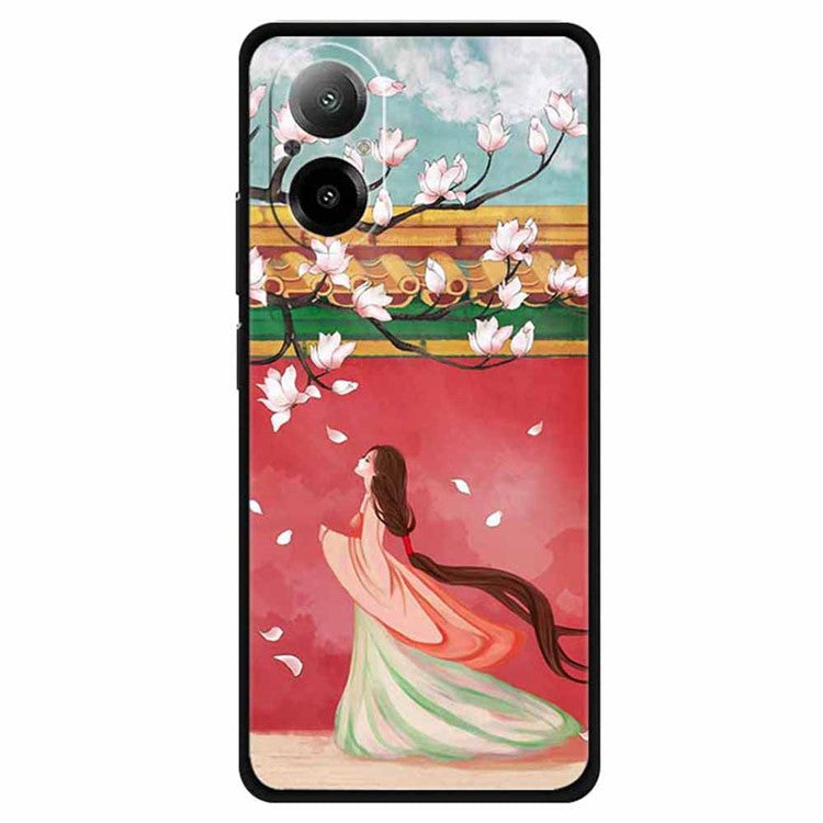 For Realme C67 4G Case Soft TPU Phone Cover Ethnic Pattern Printing - Peach Blossom Woman