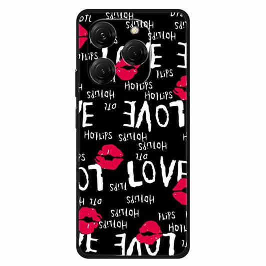 For TECNO Spark 20 Pro Case Pattern Slim Shockproof Back TPU Cover - Red Lips