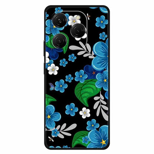 For TECNO Spark 20 Pro Case Pattern Slim Shockproof Back TPU Cover - Blue Flower