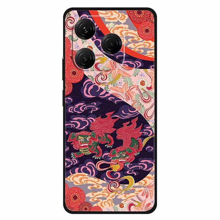 For TECNO Spark 20 Pro Case Pattern Slim Shockproof Back TPU Cover - Dual Lions in Clouds