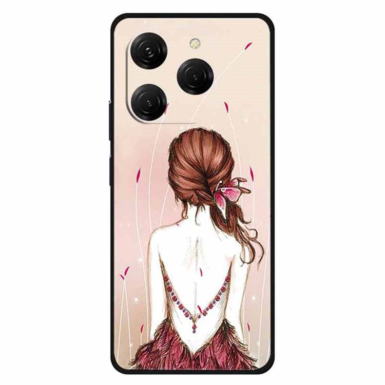 For TECNO Spark 20 Pro Case Pattern Slim Shockproof Back TPU Cover - Sketch Girl