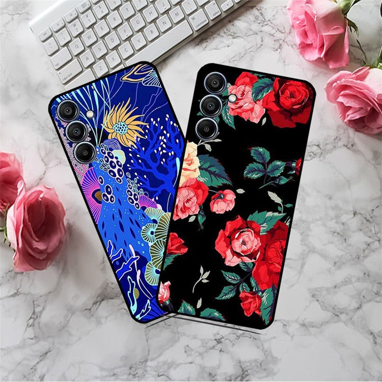 For Samsung Galaxy F15 5G / M15 5G Case Trendy Design TPU Phone Cover - Black / Rose